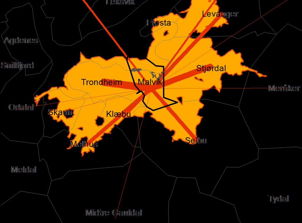 Tettsted Pendling inn+ut kommunegrense 45 min fra tettsted Gode og effektive planprosesser