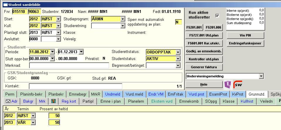 Denne registreringen gir ingen utslag i studenten sin utdanningsplan.