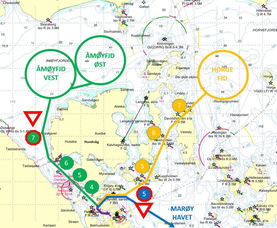 Baneområder / ut og innseiling - oversikt Åmøyfjorden: 7.