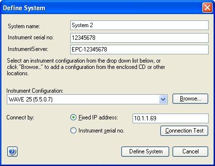4 Installasjon 4.3 Programvareinstallasjon 4.3.3 Systemdefinering Trinn 3 Handling Legg inn instrumentets serienummer i feltet Instrument serial no.