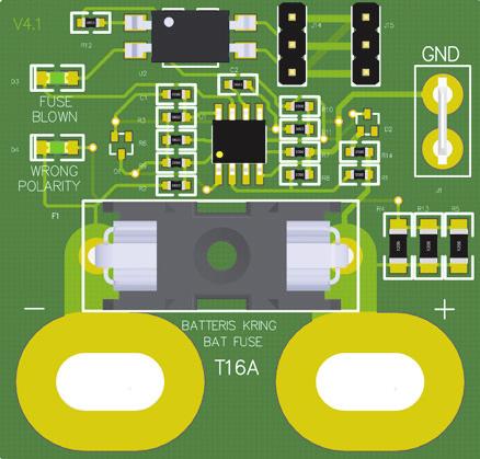 BATTERISIKRINGSKORT For at alarm for frakoblet batteri/ødelagt batterisikring skal avgis korrekt, må batterisikringskort kobles inn.