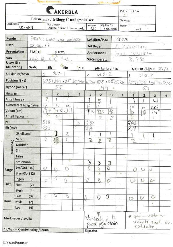 Vedlegg 2 Feltlogg C-undersøkelse