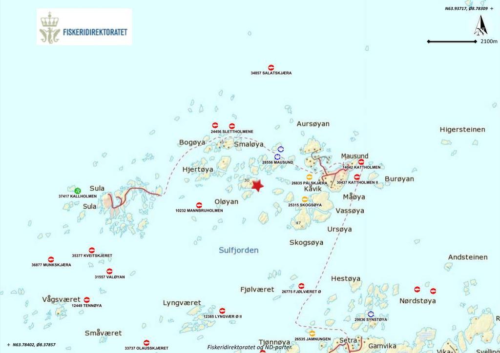 2. Materiale og metode 2.1 Lokalitet Oløya ligger i øyrekka nord i Frøya kommune, Sør-Trøndelag. Lokaliteten er planlagt plassert sørøst for Oløya og ligger omkranset av holmer og skjær.