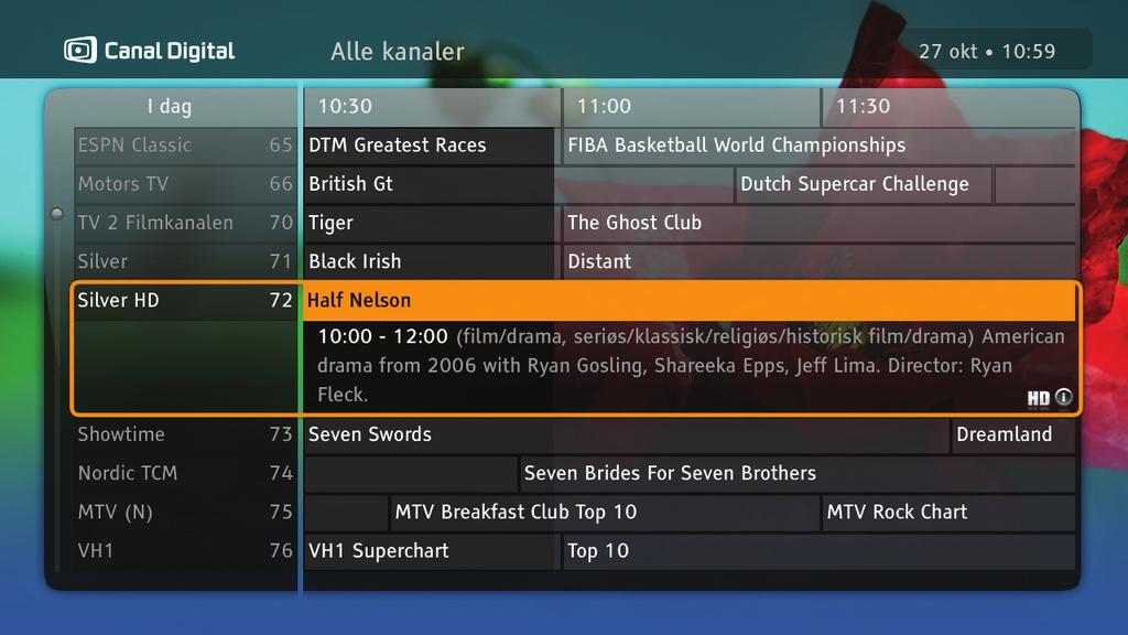 TV-guide TV-guiden (EPG) viser programinformasjon for alle kanalene. Programguiden (EPG) er en elektronisk versjon av de tradisjonelle tv-guidene.