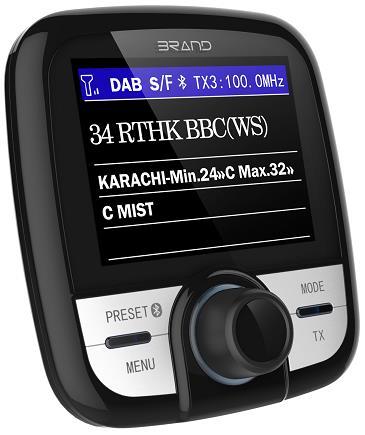 LCD-skjerm Bluetooth-status G4-234BT Signalstyrke DAB-ikon FM-sendefrekvens Tjenestefølger Kanalnavn