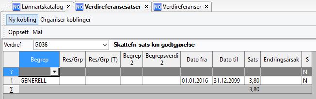 4200U Km-godtgjørelse, skattefri del Denne lønnarten genereres automatisk basert på lønnart 4200.