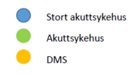 Alternativ 2, 4 og 6 Sykehusmodell 2b-1 Figur 3 Sykehusmodell 2b-1 Alternativ 2 omfatter ett stort akuttsykehus i Mo Rana som skal dekke sykehusbehovet på hele Helgeland.