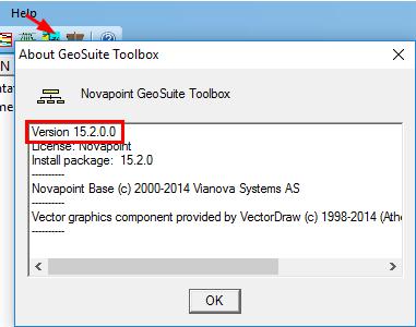 Konfigurering av eksportfunksjon For å levere data til NADAG må du ha GeoSuite Toolbox versjon 1511 eller nyere Har du ikke det må du installere denne på din datamaskin Dette er en helt standard