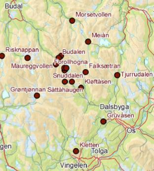 Tabell 1. Totalt antall passeringer (inn/ut) fra 18 ulike innfallsporter i Forollhogna de enkelte år og middeltall i perioden 1. juli til 1. oktober, samt gjennomsnitt per døgn i samme periode.