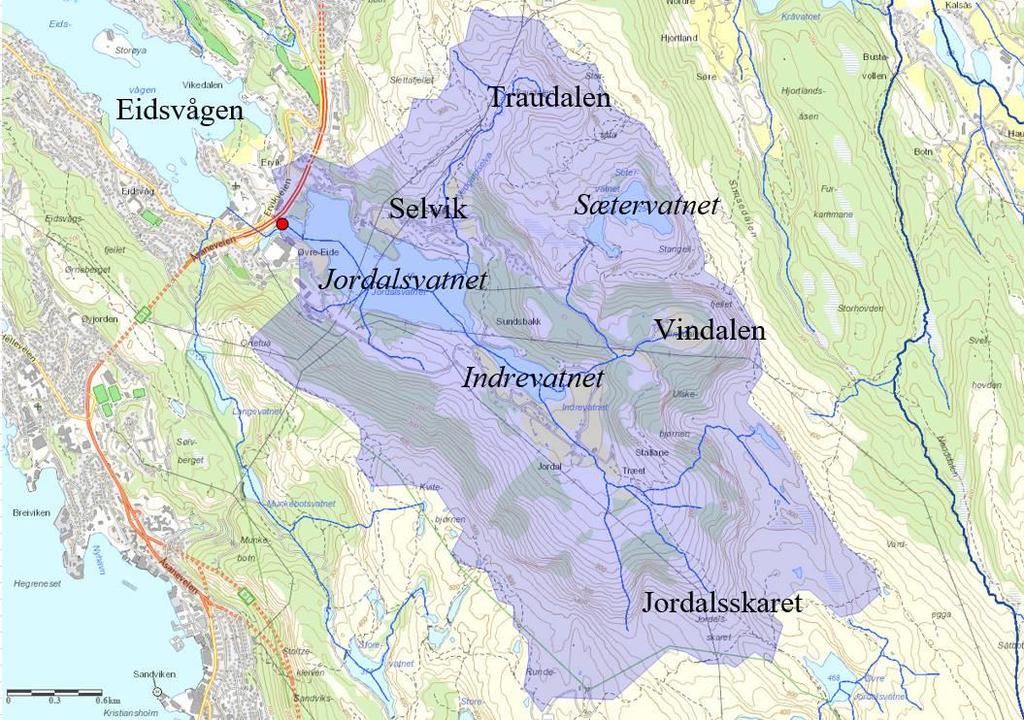 JORDALSVASSDRAGET Jordalsvassdraget drenerer de nordre deler av Byfjellene i Bergen og har utløp til Eidsvågen.