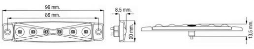 L2256 LED Markeringslys Varenummer Farge Antall LED Spenning Mål Tetning L2254 Hvit 6 12/24 volt 96 x