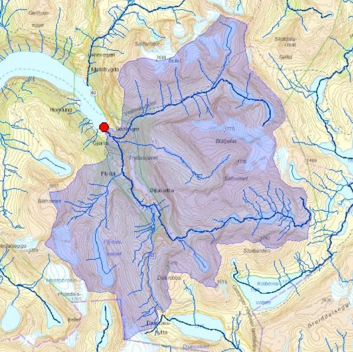 5 2 FLOMBEREGNING Dimensjonerende flommer for Geirangerelva er tidligere beregnet i NVE (2014) på oppdrag for Norsk Fjordsenter AS.