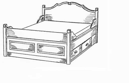 000,- 5110 Klassisk dobbeltseng med høy fotgavl og 4 skuffer Total høyde: 110 cm 150 x 200 cm, totalmål