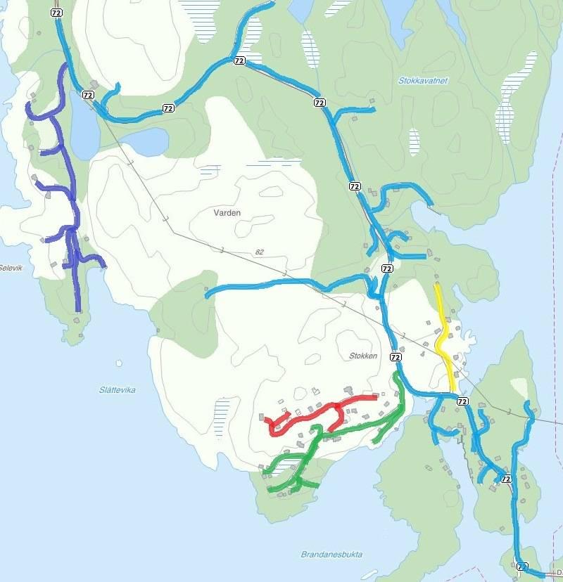 Sælevik Dåfjordvegen(blått), frå Fv545 på Stord Småvikane(gul),