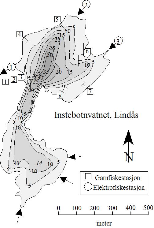 3 INSTEBOTNAVATNET I LINDÅS INNSJØEN Instebotnvatnet (LN 181 465, 1216-4) ligger i Romarheimsvassdraget (63.4Z) i den nordøstre delen av Lindås kommune, 48 moh.