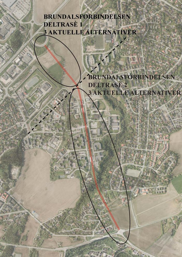 5.1 Brundalsforbindelsen mulig oppdeling i to delplaner Brundalsforbindelsen er planlagt som en ny tverrforbindelse mellom Jonsvannsveien og Omkjøringsveien med tilhørende avlastning av lokalveiene i