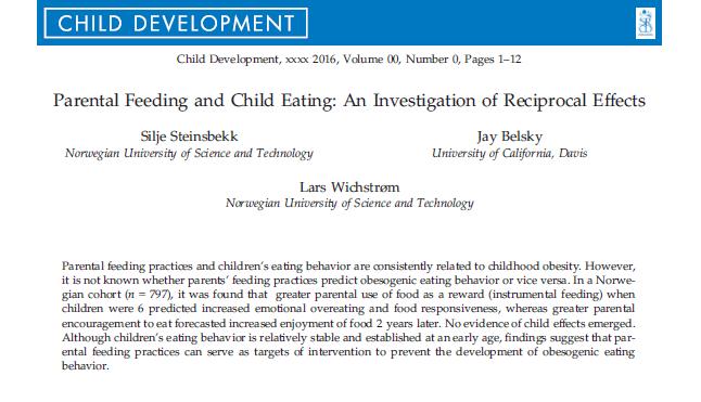 Foreldres måltidspraksis Typiske strategier foreldre bruker for å påvirke barns spisevaner Oppmuntring «Jo da, du klarer en bit til» Mat som belønning «Hvis du spiser grønnsakene skal du få dessert»