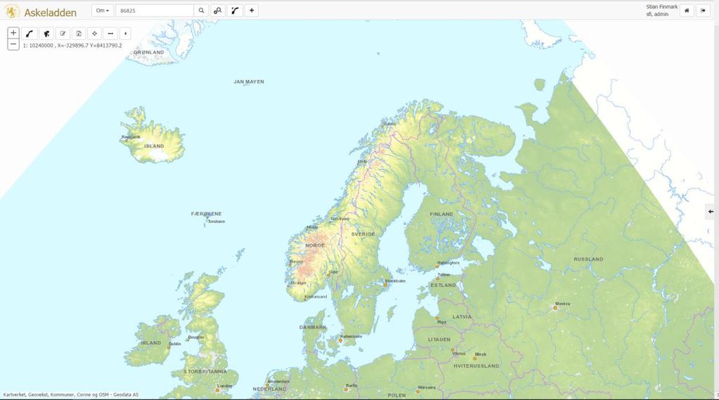 Verktøy I det øvre venstre hjørnet finner du kartverktøyene.