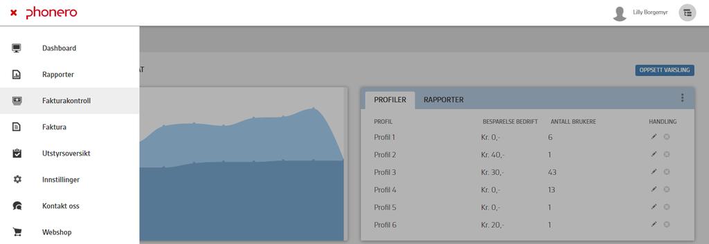 2. Fakturakontroll Navigering Ved å trykke på dette symbolet får du opp hovedmenyen. Velg så Fakturakontroll.