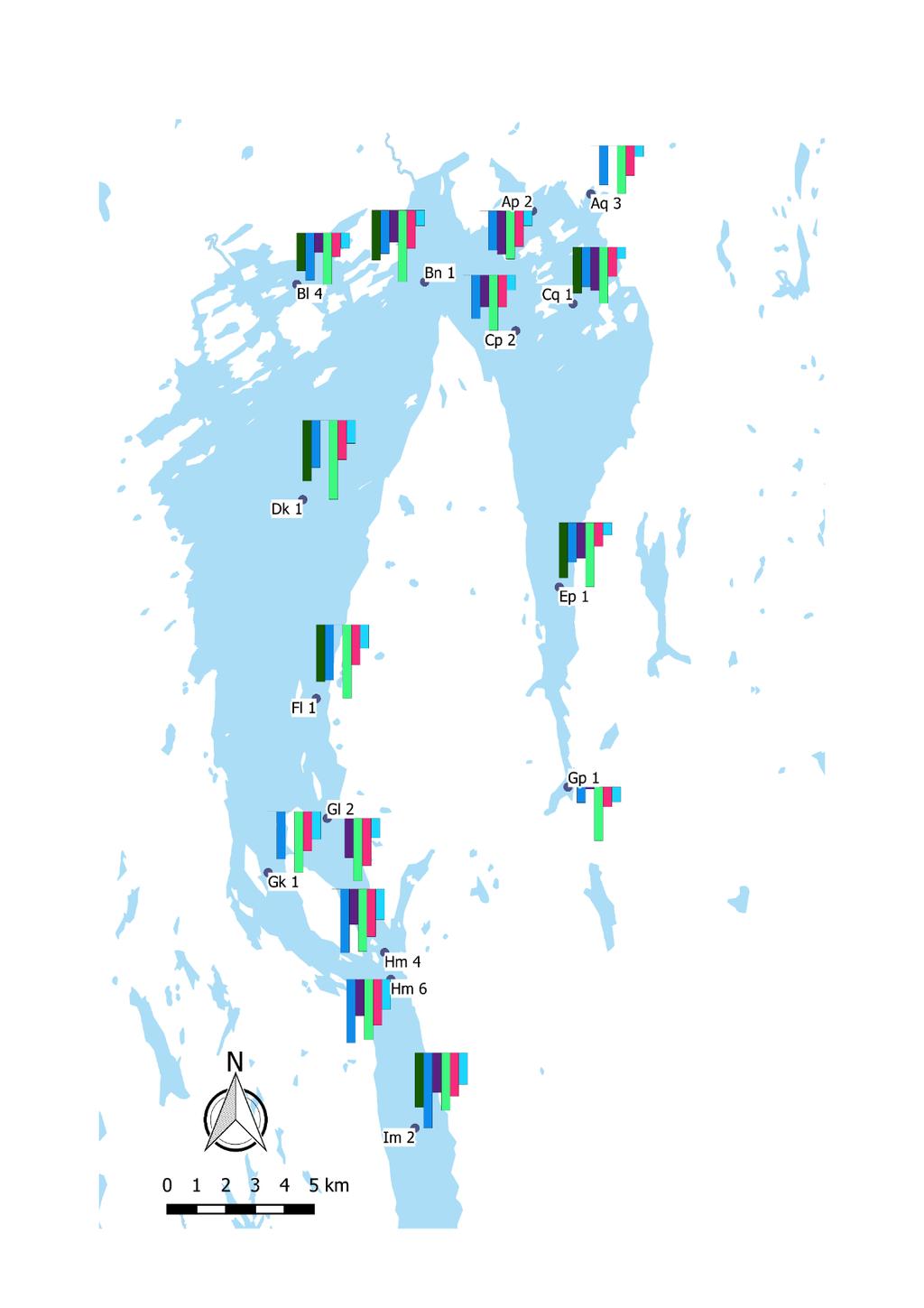 Middelverdien for «aprilsiktedyp» i perioden 1990-2017 Figuren til venstre viser gjennomsnittlig siktedyp målt i april måned i årene 2012-2017 samt middelverdien i perioden 1990-2001 for april (NIVA,