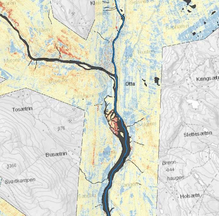 LiDAR, punktetthet Eksempler fra Lågen Varierer fra 0 (i elva) til 5-10 pkt/m 2 for enkelte områder Majoriteten ligger rundt 2-4 pkt/m 2