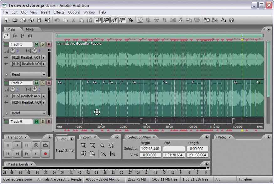 PC SPECIJALNI DODATAK Adobe Audition u Multitrack režimu rada od programa za obradu audio fajlova (Sony AC ID i Sound Forge, Stainberg Nuendo i Wave Lab), dok Auditon u sebi objedinjuje obe ove