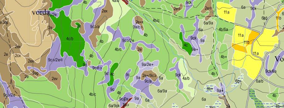 4.3 Farge og symbolbruk Vegetasjonskartet kan lesast på to nivå etter kor detaljert informasjon ein er ute etter. Fargene i kartet er det enklaste nivået.