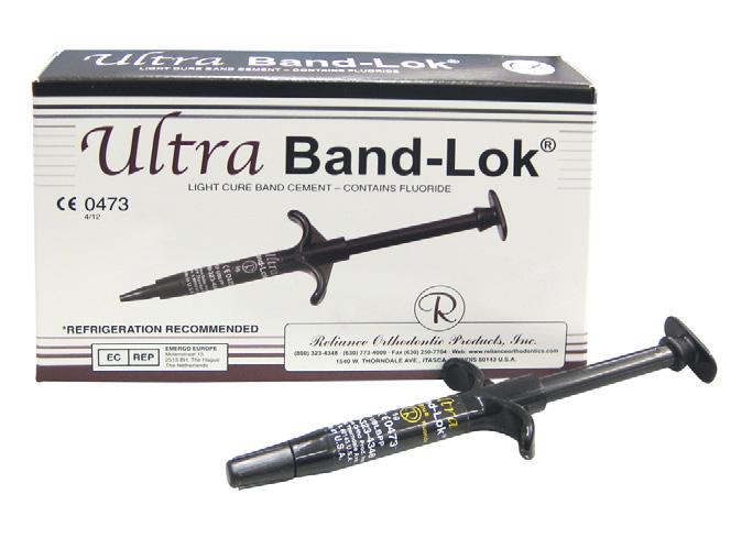 LIC Kjeveortopedi mai/juni 2017 Ultra band-lok Ultra band-lok blue Dualherdende sement med fluor til liming av bånd.
