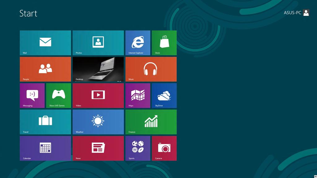 Windows UI Brukergrensesnittet Window er den flisebaserte visningen som brukes i Windows 8. Det inkluderer følgende funksjoner som du kan bruke når du arbeider med All-in-One PC-en.