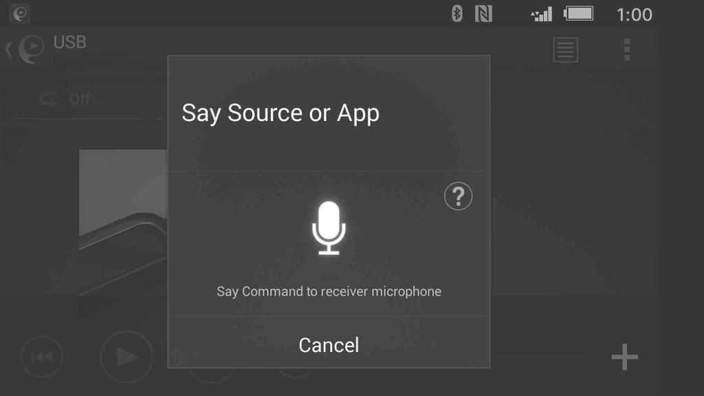Aktivere talegjenkjenning (bare Android-smarttelefoner) Ved å registrere programmer kan du styre dem ved hjelp av stemmekommandoer. Hvis du vil ha mer informasjon, kan du se i hjelpen for appen.