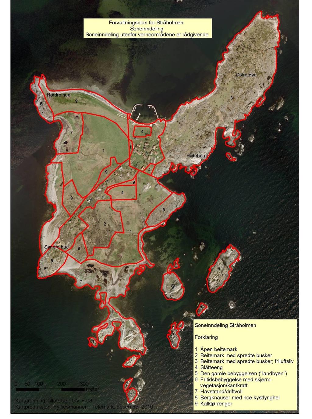 Forvaltningsplane n/skjøtselsplan for Stråholmen vedtatt 2010 Stråholmen er inndelt i 9 skjøtselsoner