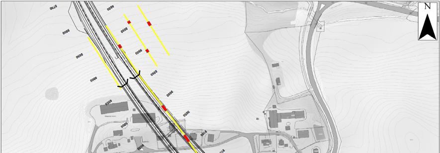 6 Fysiske grunnundersøkelser 6.2 Refraksjonsseismikk Det er skutt flere seismiske profiler over Holstad- og Frestadtunnelen.