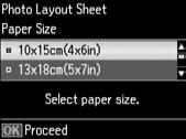 Valitse asettelu. Velg oppsett. Välj en layout. Vælg papirtype og -format. Valitse paperityyppi ja -koko.