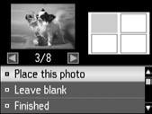 Q Hvis du vælger Placer fotos manuelt, skal du layoute et foto som vist i (a)
