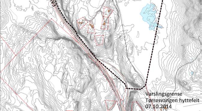 Dette for å inkludere hele gårdstunet Tørresvangen i planområdet, samt eksisterende hytter som ligger mellom gårdstunet og RV3. På kartet under er plangrensen vist. Kart 1.