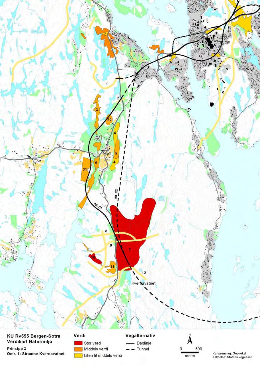 generelt i mindre grad enn i nordlege korridor. Rett nord og sørvest for Fjell sentrum er det eit par biologisk interessante naturbeitemarker.