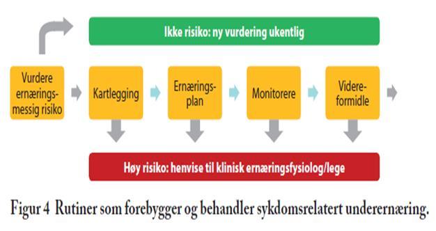 Ernæringsscreening Gull standarden ESPEN Guidelines for Nutrition Screening 2002. Nutritional risk screening NRS 2002 Vekt, vektutvikling, høyde og grad av sykdom.