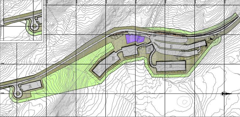 Planen syner og repos for av og påstiging. Desse går over i fortau som fører fram til stig mot Gaustatoppen på vestsida og parkeringsplass i front av kafeen på austsida.