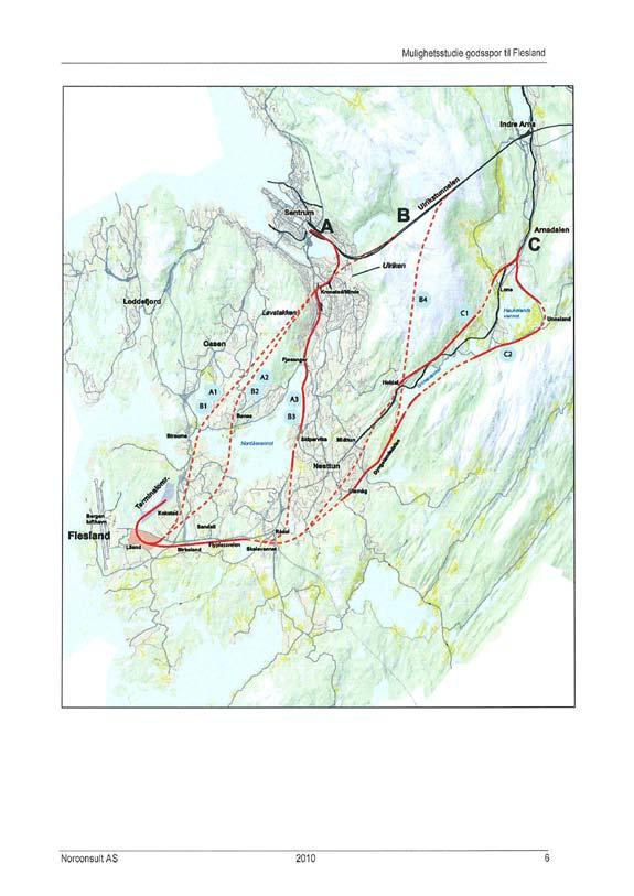 Moglegheitsstudie Jbv Jernbaneverket har bidratt i planarbeidet med ein moglegheitsstudie for framføring av godsspor til evt.