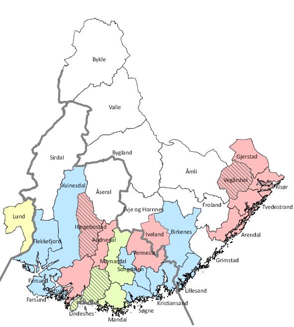 Intensjonsavtale-kartet pr februar/mars 2016 6 nye kommuner 9 med