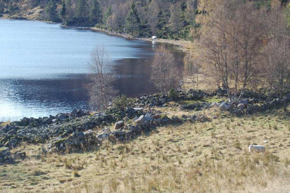 Resultat av registreringen Område 1: Ørnefjell. Her ble det observert tre fine flater med ly og utsikt over hele fjorden, som hadde vært meget aktuelle for prøvestikking.