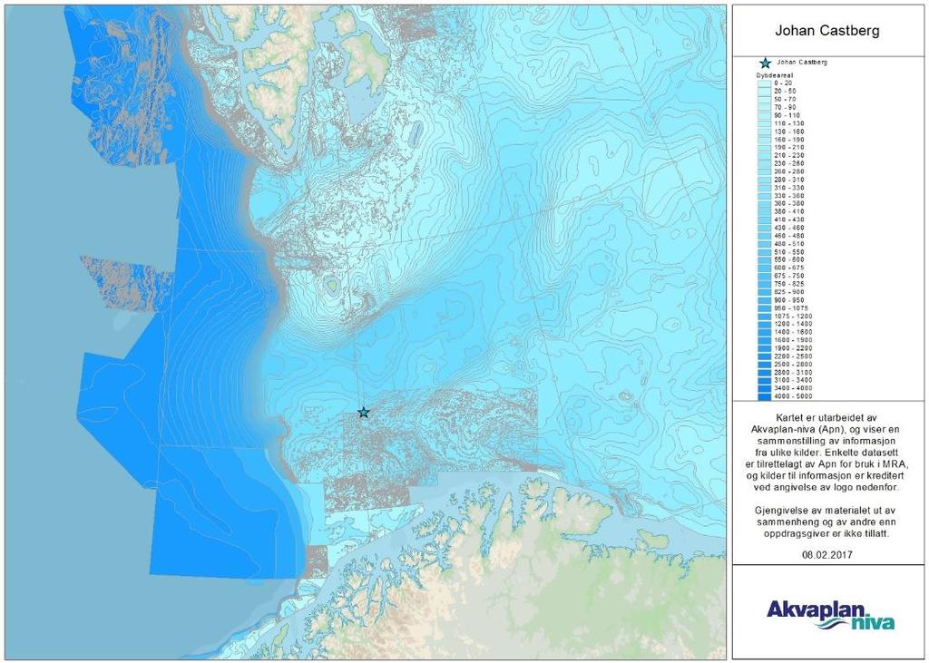 10 Vedlegg 2. Miljøbeskrivelse Posisjonen til Johan Castberg tilsier at influensområdet for et større utilsiktet utslipp ifm. utviklingen eller driften av feltet vil ligge i Barentshavet.