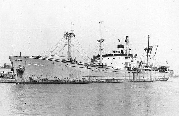 The 1943-built 10,572-dwt, 7,176-grt Liberty type general cargo ship Captain Lemos Liberty og Victory Under den annen verdenskrig ble det i raskt tempo bygget 3400 såkalte Liberty og Victory skip.