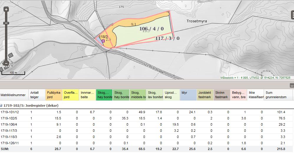 Innherred samkommune - Landbruk og naturforvaltningen Side 2 av 5 Fig. 1 Detaljkart Kilde: Nibio sine gårdskart 4.4.2017 Fig.