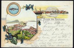 Nordlands Posteksp L 1932, kv. 1. 4271 1/2 D/S NORDSTRAND på kolorert kort fra Kjørbo i Christianiafjorden med Skaugumåsen i bakgr. (Abel 126), postgått 1903 til Tyskland, kv. 1-2. Uvanlig.
