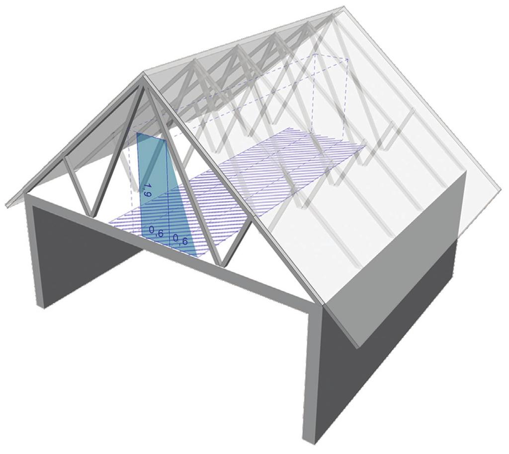 Måleverdig gulvplan på loft med takoppbygg Takoppbygg benyttes her som fellesbetegnelse på ulike konstruksjoner i takflaten. Ark er et tak opp bygg med saltak. Takopplett er et takoppbygg med pulttak.