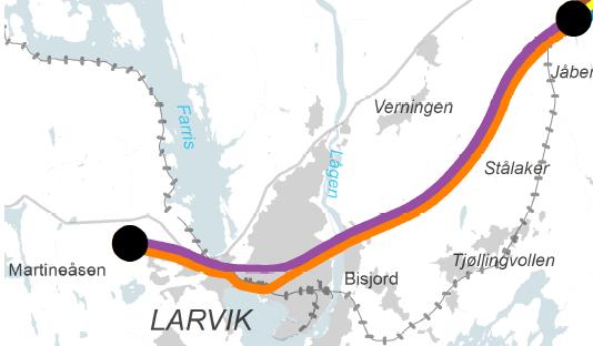 Korridorer som utredes videre Furustad -