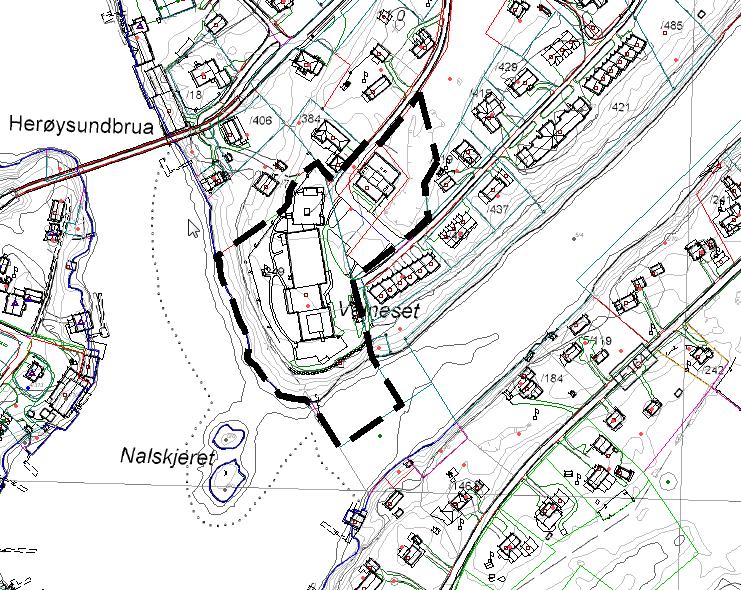 Kartutsnitt - planavgrensning Området som settes under regulering er innenfor svart stiplet linje.