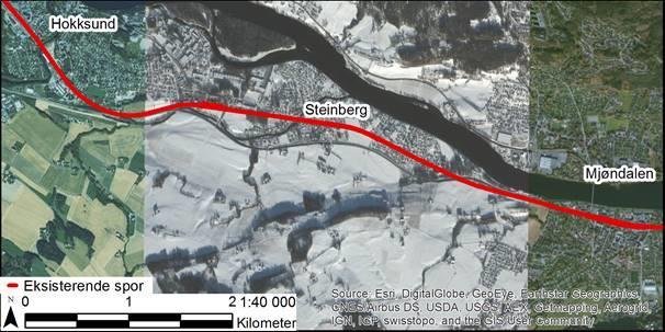 Banen er enkeltsporet. Det er kryssingsspor (strekning hvor to tog kan møtes og passere hverandre) ved Daler og Steinberg. Gjennomsnittshastigheten på strekningen Gulskogen er 75 km/t.