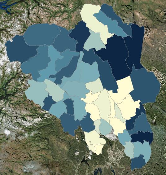 Andel av befolkningen i alderen 70+ i år 2040 ved lav innvandring (MMML) MMML i år 2040 Hedmark Andel 70+ i % Oppland Andel 70+ i % Engerdal 33 Skjåk 27 Grue 31 Vestre Slidre 26 Rendalen 30 Etnedal